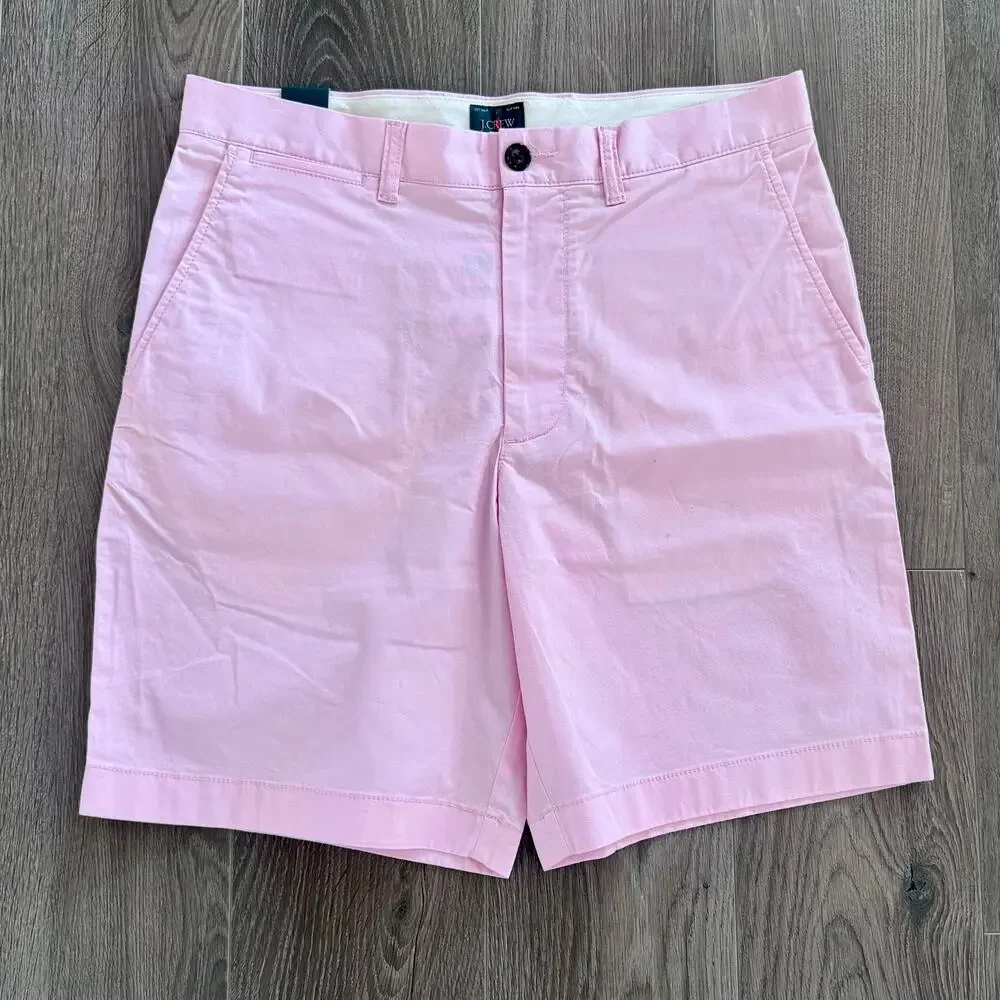 J.Crew Stretch Cotton Twill Shorts Portsider Preppy Pink Sz 31 9 Inch Inseam NEW